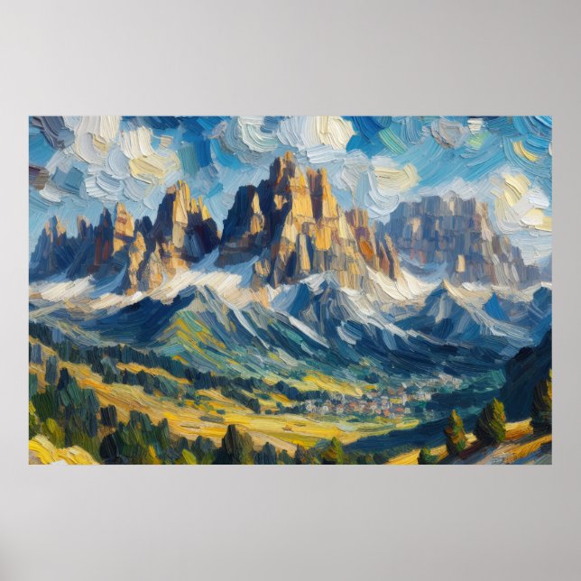 Poster Pintura a óleo de Dolomites (Frente)
