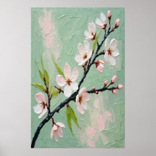 Poster Pintura a Óleo de Flores de Primavera em Tela Gran