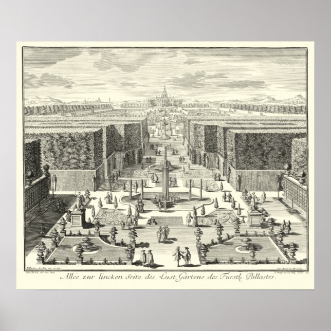 Póster Pintura a óleo de fontes no jardim de Versalhes (Frente)