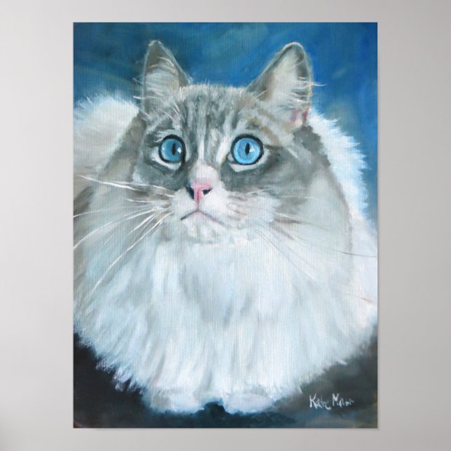 Poster Pintura a óleo de gato Ragdoll (Frente)