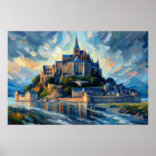 Poster pintura a óleo de Mont-Santo-Michel (Frente)