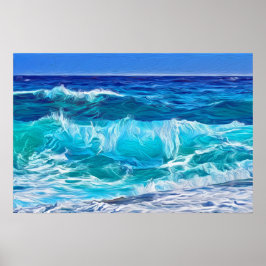 Poster Pintura a óleo de ondas oceânicas