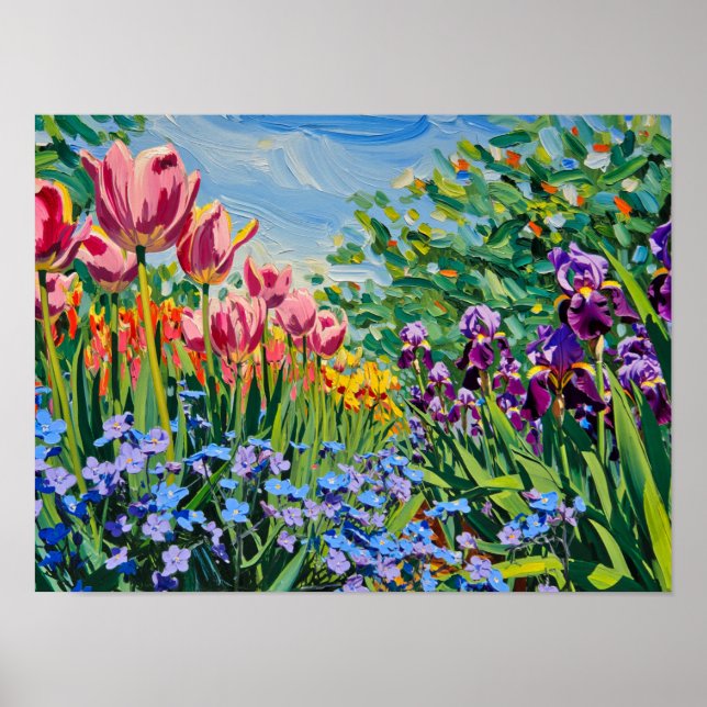 Poster Pintura a óleo de prado vibrante de primavera (Frente)