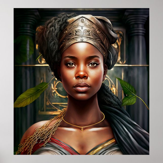 Poster Pintura a óleo de retrato de mulher jamaicana (Frente)