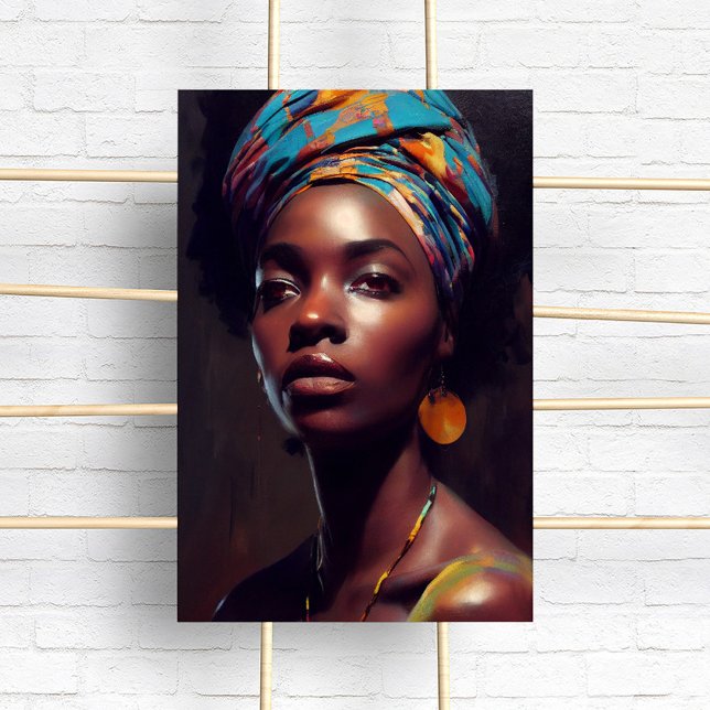 Poster Pintura a óleo de retrato de mulher negra (Criador carregado)