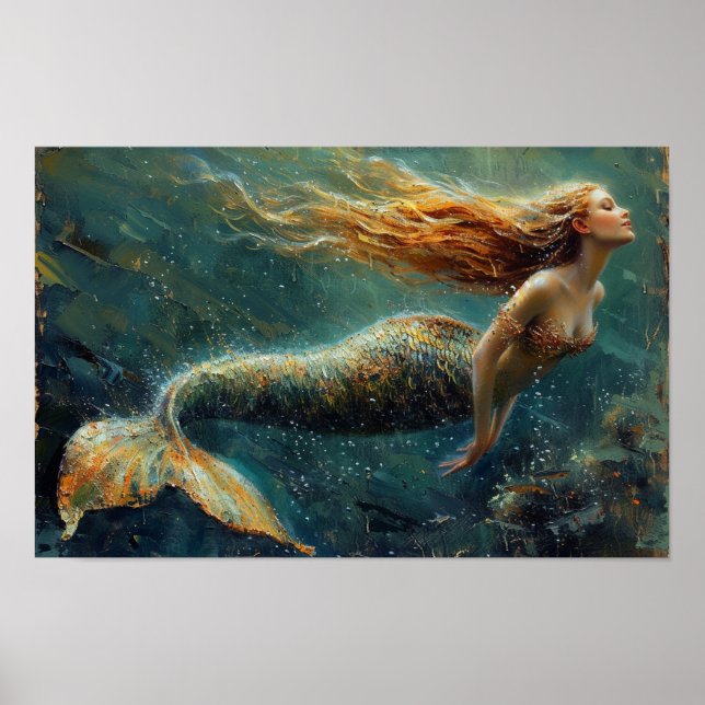 Poster Pintura a óleo de uma Sereia (Frente)