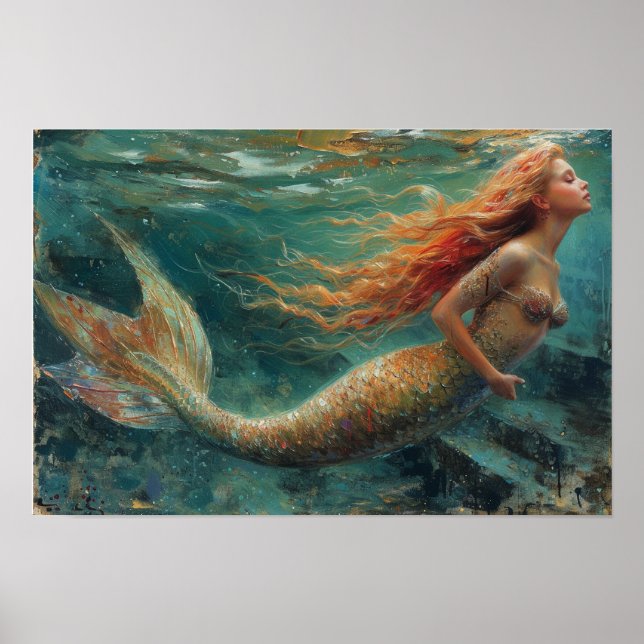 Poster Pintura a óleo de uma Sereia (Frente)
