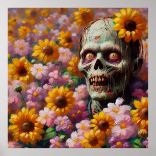 Poster Pintura a óleo de Zombie no Dia das Bruxas de Flor