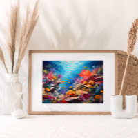 Pintura a óleo digital de recife de coral colorida