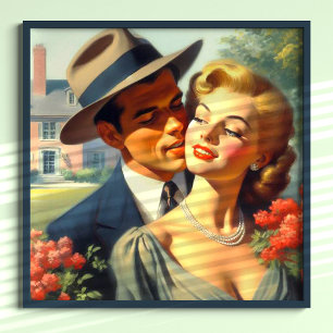 Poster Pintura a óleo do Casal Vintage