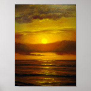 Póster Pintura a óleo do por do sol
