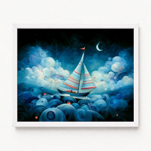 Poster Pintura a óleo espesso de navegação em noite escur