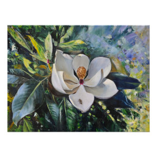 Póster Pintura a Óleo Flor de Magnólia da Harmonia da Nat
