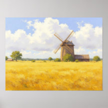 Pintura a Óleo Impressionista Moinho de Vento de T