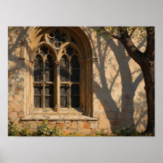 Poster Pintura a Óleo Impressionista Sombra de Janela Gót