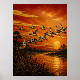 Poster Pintura a Óleo Pôr do Sol em Casa – Estilo Laca