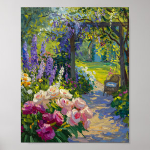 Poster Pintura a Óleo Santuário de Jardim Iluminado pelo 