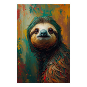 Póster Pintura a óleo vibrante com retrato artístico