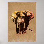 Póster Pintura a tinta de elefante marrom Pop art<br><div class="desc">BW - Imagem digital Pop de arte dos elefantes negros e brancos africanos - Impressões de Posters naturais africanos</div>