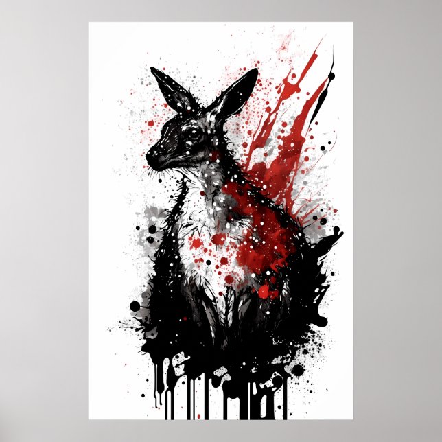 Poster Pintura a tinta kangaroo (Frente)