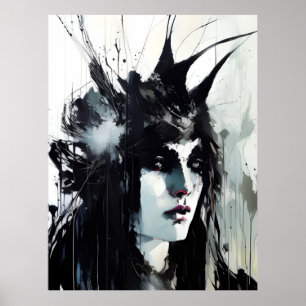 Poster Pintura a tinta preta da deusa