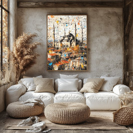 Poster Pintura Abstrata com Gotejamento de Santa Sofia Is