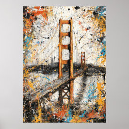 Poster Pintura Abstrata com Gotejamento do Golden Gate de