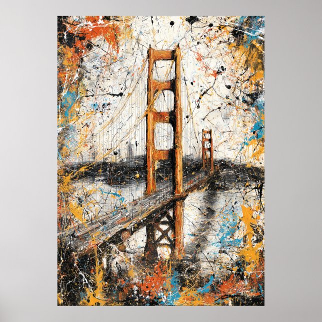 Poster Pintura Abstrata com Gotejamento do Golden Gate de (Frente)