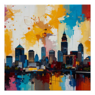 Póster pintura abstrata da paisagem urbana de Atlanta, Ge