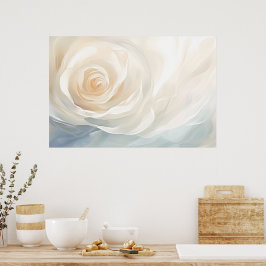 Poster Pintura abstrata de flores de rosa branca