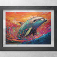 Pintura abstrata de golfinho colorido
