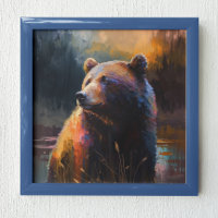 Pintura abstrata de urso colorido Arte de cabana