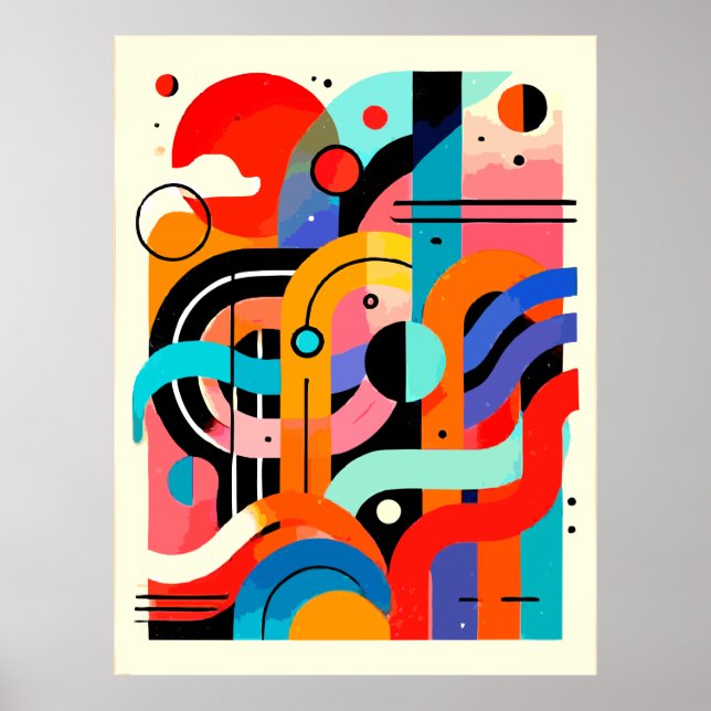Poster Pintura Abstrata | Formas Geométricas (Frente)