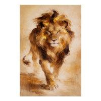 Pintura Abstrata Majestosa do Leão Dourado Arte de
