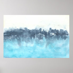 Poster Pintura abstrata mergulhada dos azuis