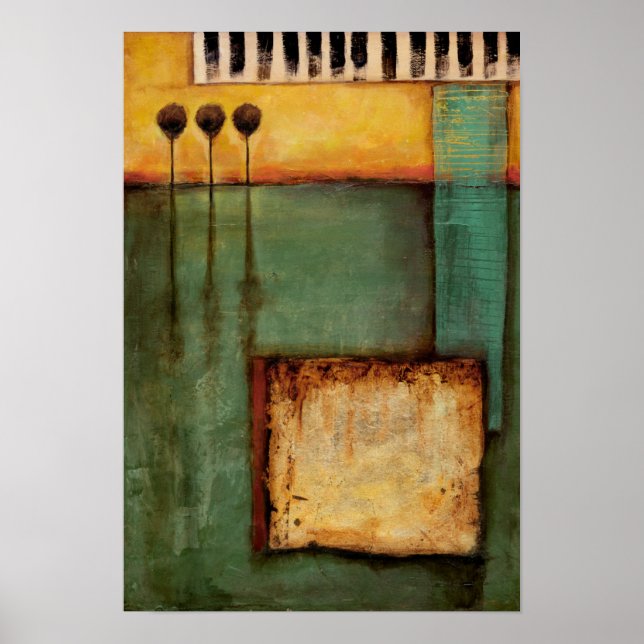 Poster Pintura abstrato com Chaves Piano (Frente)