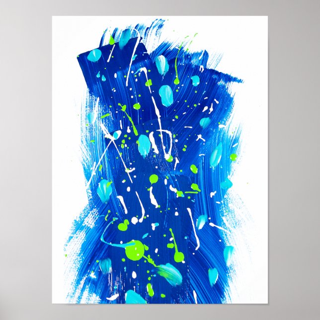 Póster Pintura Abstrato de Diversão Verde Moderna (Frente)