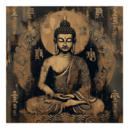 PÓSTER PINTURA ACRÍLICA DE MEDITAMENTO BUDHA #1