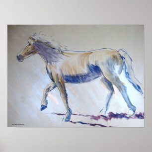 Poster Pintura acrílica de passeio do cavalo de prata da
