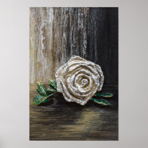 Poster Pintura Acrílica Rosa Branca 