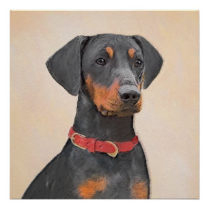 Póster Pintura Alemã Pinscher Pintura Original Arte Anima