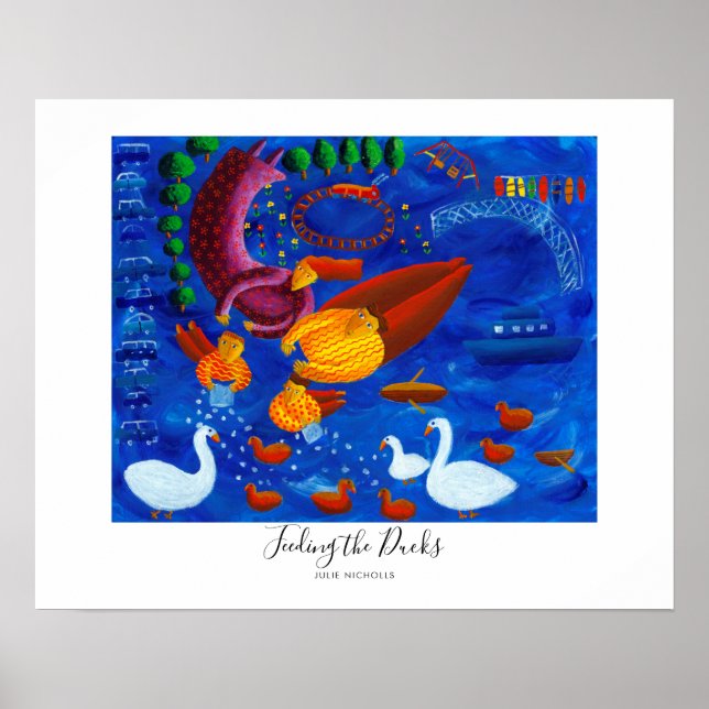 Poster Pintura Alimentando os Patos (Frente)