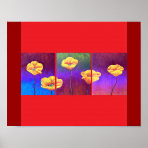 Póster Pintura amarela da flor da papoila - multi