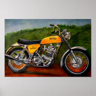 Póster pintura amarela da moto norton commando