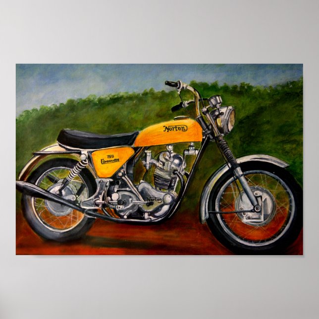 Póster pintura amarela da moto norton commando (Frente)