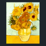 Poster Pintura Amarela de Vincent Van Gogh em 1888<br><div class="desc">Esta é uma versão Prawny da famosa pintura de girassol de Vincent Van Gogh. Essa versão foi pintada em 1888 e tem doze flores. Vincent pintou vários outros pedaços de girassol. Tornei as cores mais vibrantes e adicionei espirais extras que Vincent gostava de incorporar nas suas pinturas.</div>