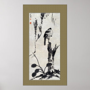 Póster Pintura antiga chinesa, natureza, pássaro,