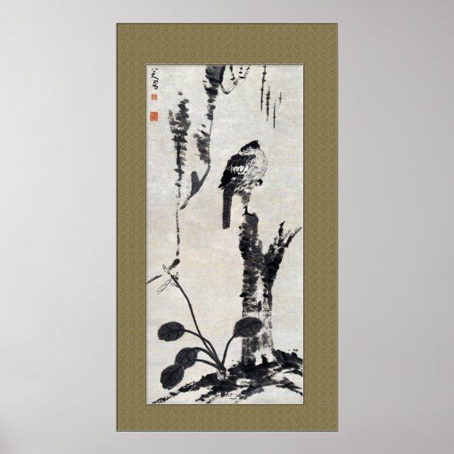 Póster Pintura antiga chinesa, natureza, pássaro, (Frente)