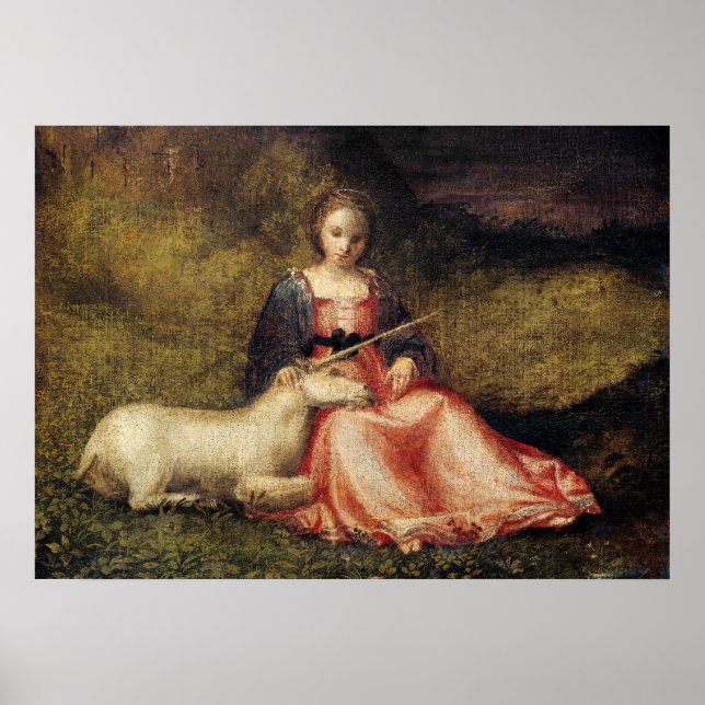 Poster Pintura Antiquada Unicorn (Frente)