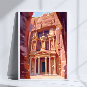 Poster Pintura Aquarela Viagem Petra Jordânia